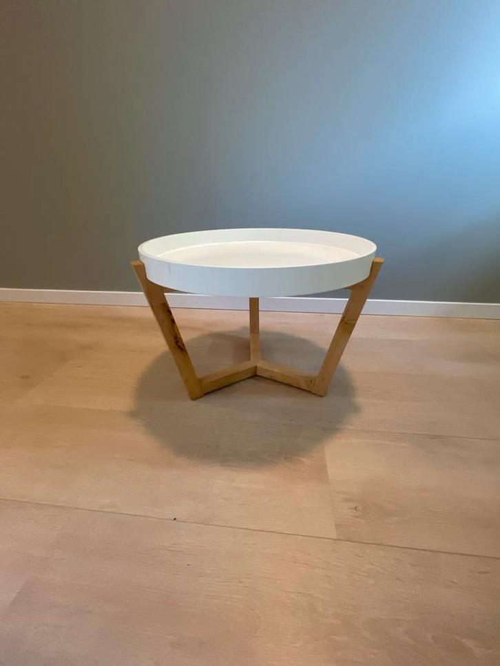 Ronde Bijzettafel/Salontafel met Dienblad, Huis en Inrichting, Tafels | Bijzettafels, Zo goed als nieuw, Rond, Minder dan 45 cm
