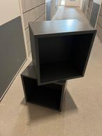 EKET ikea kastjes 2x zwart grijs, Ophalen, Gebruikt, Hout, Minder dan 45 cm