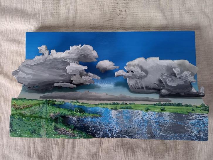 3-D wolkenlandschap (voorbij Culemborg), 2016 - Walter Simon, Huis en Inrichting, Woonaccessoires | Schilderijen, Tekeningen en Foto's