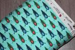 Tricot katoen stof Bipp design - Mint groen pauw #3041, Blauw, 120 cm of meer, Ophalen of Verzenden, Katoen