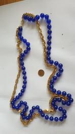 1017 120cm lange plastic gold en blue balls chain, Sieraden, Tassen en Uiterlijk, Kettingen, Verzenden, Nieuw, Blauw, Zilver