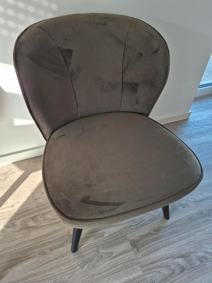 Woood Sara fauteuil velvet groen - Zeer goede staat, Huis en Inrichting, Stoelen, Zo goed als nieuw, Eén, Stof, Overige kleuren