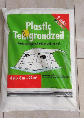 Plastic tentgrondzeil NIEUW 4 x 6 m (2 stuks in verpakking) beschikbaar voor biedingen