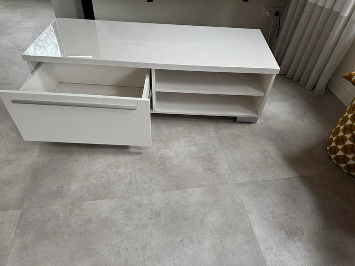 Witte TV Kast met Lade en Open Vakken, Huis en Inrichting, Kasten | Televisiemeubels, Gebruikt, Minder dan 100 cm, 100 tot 150 cm