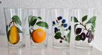 Vier VMC Reims Glazen met Fruitopdrukken, Ophalen of Verzenden, Zo goed als nieuw, Frisdrankglas