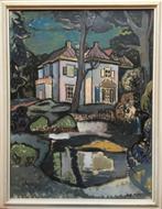 JAAP MIN aquarel: Oude Hof in Bergen, Ophalen of Verzenden