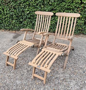 2 Teakhouten deckchairs Queen Elisabeth 1st Class only beschikbaar voor biedingen