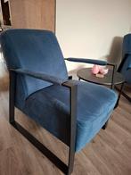 2 blauwe stoelen metaal/leer look, Ophalen, Zo goed als nieuw, Metaal, Modern