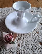 Grote vintage wit opaline blaker met bijzondere onderkant, Ophalen of Verzenden