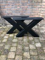 Set zwarte X tafelpoten 40cm hoog met stel voeten koker 8x8, Tafelpoot, Minder dan 50 cm, Metaal, Zo goed als nieuw