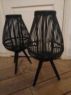 Set van 2 zwarte lantaarns, Antiek en Kunst, Antiek | Kandelaars, Ophalen of Verzenden, Overige materialen