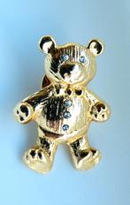 Pin beer in goudkleur knuffel knuffelbeer, Ophalen of Verzenden, Zo goed als nieuw, Speldje of Pin