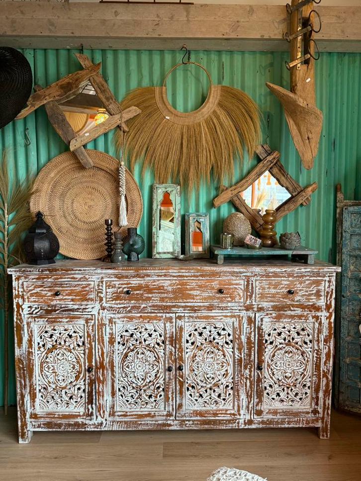 Prachtig India/Ibiza style dressoir, Huis en Inrichting, Kasten | Dressoirs, Nieuw, 25 tot 50 cm, Ophalen of Verzenden