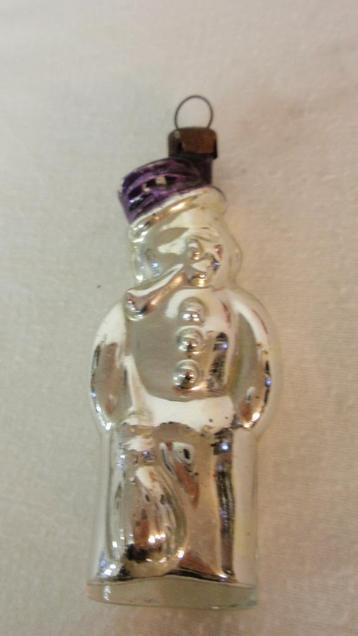 Oude glazen kerstbal sneeuwman dik glas beschikbaar voor biedingen