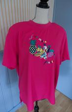 fel roze vintage top met zijde geborduurd fruit mt XL, Maat 46/48 (XL) of groter, Ophalen of Verzenden, Zo goed als nieuw, Korte mouw