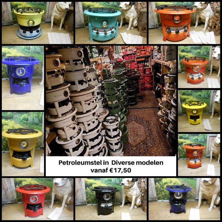 emaille petroleumstel oliestel in div maten en kleuren, Antiek en Kunst, Antiek | Emaille, Ophalen of Verzenden