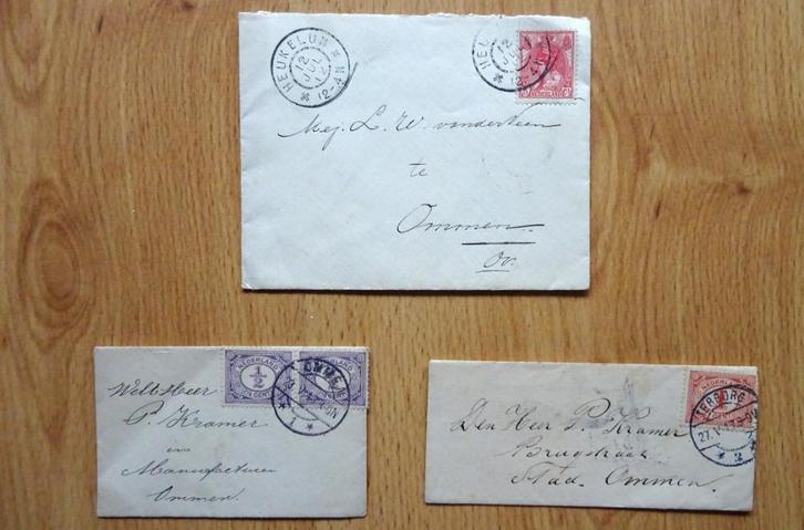 3 oude,  kleine envelopjes, zonder inhoud., Postzegels en Munten, Brieven en Enveloppen | Nederland, Envelop, Ophalen of Verzenden