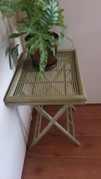 Rieten /rotan tafeltje, groen, opklapbaar., Ophalen, Rond, Minder dan 55 cm, 45 tot 60 cm