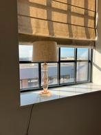 Glazen Tafellamp met Linnen Kap, Huis en Inrichting, Lampen | Tafellampen, Ophalen of Verzenden, Zo goed als nieuw, Glas, Minder dan 50 cm