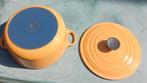 Vintage Le Creuset pan en deksel Yellow tangerine 20cm (G286, Gietijzer, Ophalen of Verzenden, Zo goed als nieuw, Keramische plaat