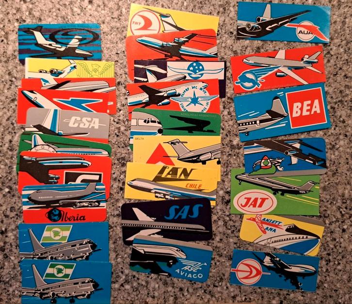 26 vintage stickers vliegtuigmaatschappij vliegtuig, Verzamelen, Stickers, Zo goed als nieuw, Ophalen of Verzenden