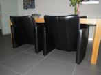 LEOLUX 4 stuks comfortabele eetkamerstoelen zwart leer, Leolux, Vier, Zo goed als nieuw, Zwart