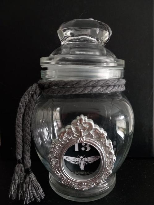 Snoeppot, koekjespot, gothic, nummer 13, upcycled, Huis en Inrichting, Woonaccessoires | Overige, Zo goed als nieuw, Ophalen of Verzenden