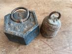 Antiek curiosa 2 zware ijzeren gewichten contragewichten, Antiek en Kunst, Antiek | Gereedschap en Instrumenten, Ophalen of Verzenden