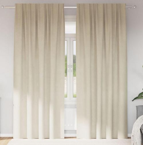 Prachtige fluweel gordijn 140 x (175-225- 245-260 cm) crème, Huis en Inrichting, Stoffering | Gordijnen en Lamellen, Zo goed als nieuw