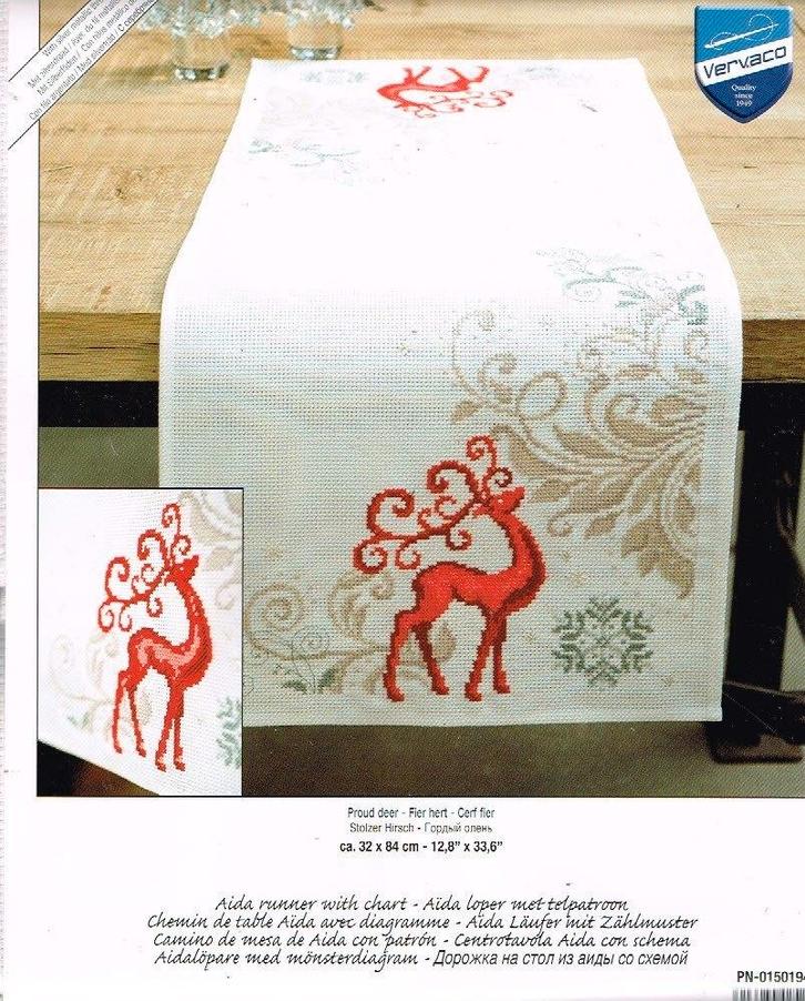 Cado vervaco borduurpakket loper fier hert  KERST, Hobby en Vrije tijd, Borduren en Borduurmachines, Nieuw, Borduurpakket, Handborduren