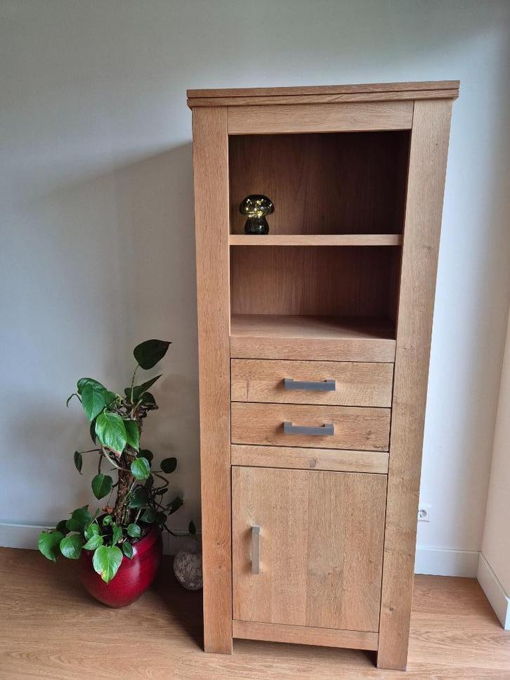 Massief eiken hoge kast en tv dressoir, Huis en Inrichting, Kasten | Dressoirs, Zo goed als nieuw, 50 tot 100 cm, 25 tot 50 cm