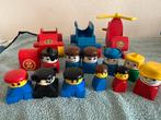 Vintage Duplo: 11 poppetjes (wo 2 kinderen) en 3 voertuigen, Ophalen, Gebruikt, Duplo