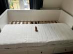 Bedbank 90x200 met matras en lades, Huis en Inrichting, Verstelbaar, 90 cm, Eenpersoons, Wit