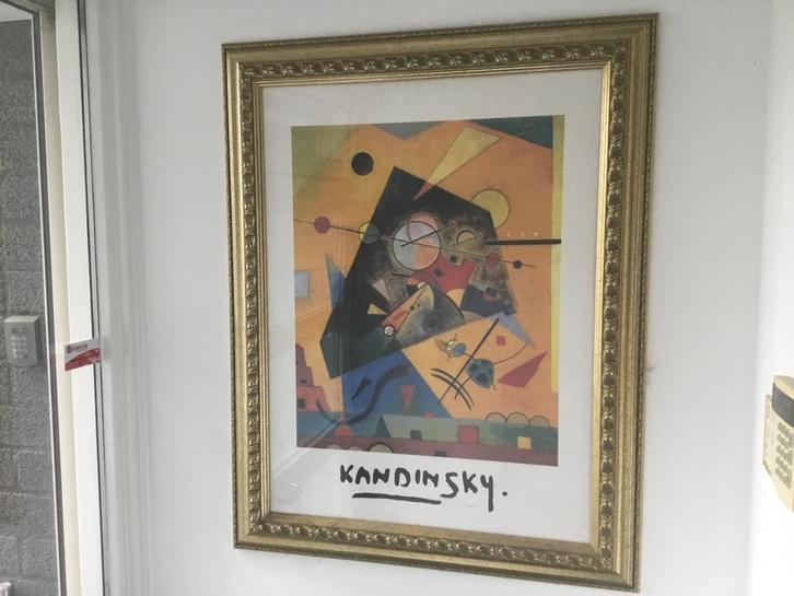 Kandinsky Kunstwerk met Gouden Lijst, Antiek en Kunst, Kunst | Schilderijen | Abstract, Ophalen