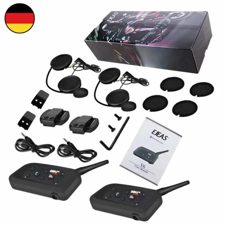 EJEAS V6 PRO 2 stuks Motor headset intercom bluetooth helm, Hobby en Vrije tijd, Overige Hobby en Vrije tijd, Ophalen of Verzenden