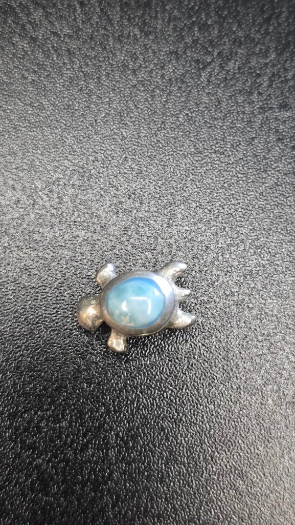 Zilveren Larimar Schildpad Bedel - Pandora Compatibel, Sieraden, Tassen en Uiterlijk, Bedels, Pandora, Nieuw, Ophalen of Verzenden