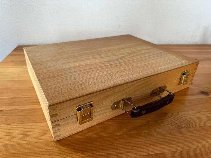 Houten schilderkoffer met palet, Hobby en Vrije tijd, Schilderen, Ophalen of Verzenden