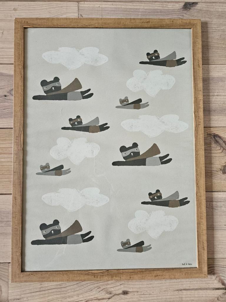 Leuke Kinderkamer poster - Superheld Beren Ted&Tone, Ophalen, Zo goed als nieuw