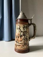 Grote bierpul van aardewerk met tinnen deksel, Ophalen of Verzenden