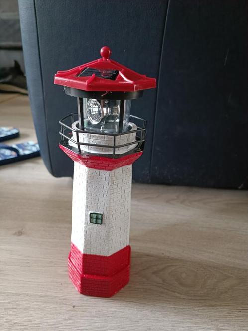 vuurtoren solar lamp kunststof rood wit nieuw, Huis en Inrichting, Woonaccessoires | Overige, Nieuw, Ophalen of Verzenden