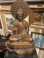 Prachtige antieke bronzen Buddha scuptuur., Huis en Inrichting, Woonaccessoires | Boeddhabeelden, Ophalen, Gebruikt