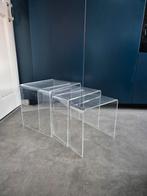 Design plexiglas bijzet tafels, Ophalen of Verzenden, Eenpersoons, 140 cm, Hoogslaper