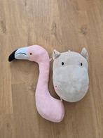 Dierenkop Nijlpaard en flamingo, Ophalen of Verzenden