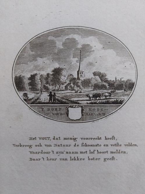 21 / Hoog en Wout Harnasch Hof van Delft Gravure - 18de eeuw, Antiek en Kunst, Kunst | Etsen en Gravures, Ophalen of Verzenden