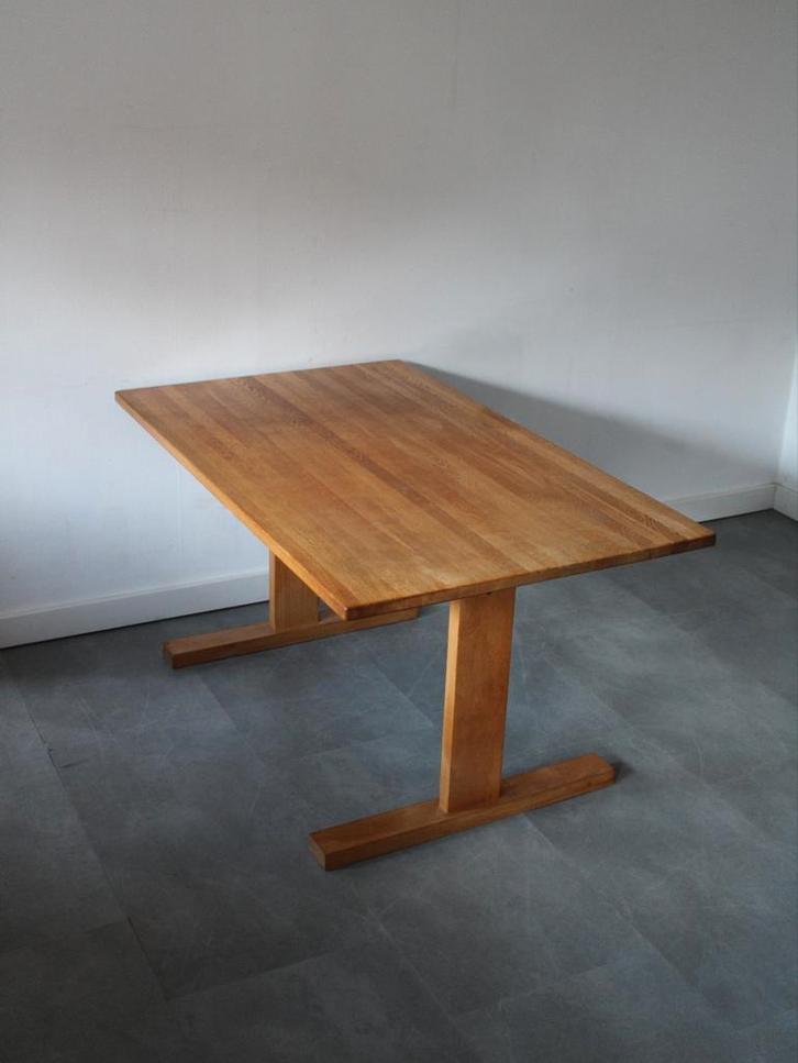 Vintage Deense eettafel in massief eikenhout, Huis en Inrichting, Tafels | Eettafels, Zo goed als nieuw, 50 tot 100 cm, 100 tot 150 cm