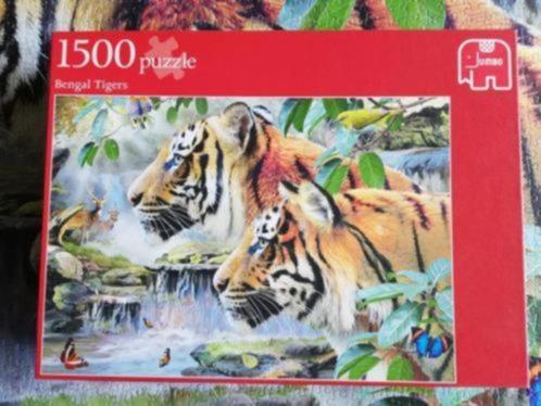 Puzzel 1500 stukjes: Bengaalse Tijgers, Hobby en Vrije tijd, Denksport en Puzzels, Gebruikt, Legpuzzel, 500 t/m 1500 stukjes, Ophalen of Verzenden