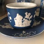 Adams Tunstall Jasperware kop en schotel blauw wit, Ophalen of Verzenden