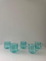 Set van 5 handgemaakte glazen mokken – mondgeblazen turquois, Ophalen of Verzenden, Effen, Kop(pen) en/of Schotel(s), Glas