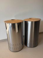 Brabantia - 2x RVS wasmanden met houten deksel, Ophalen, Zo goed als nieuw