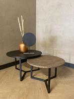 Zwart eiken en goud salontafelset | crocostructuur, Ophalen, Eikenhout, 50 tot 100 cm, Design